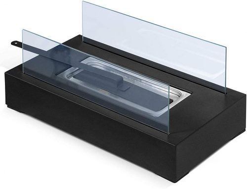 Kominek stołowy ze stali nierdzewnej, czarny, 350 x 182 x 14 na Arena.pl