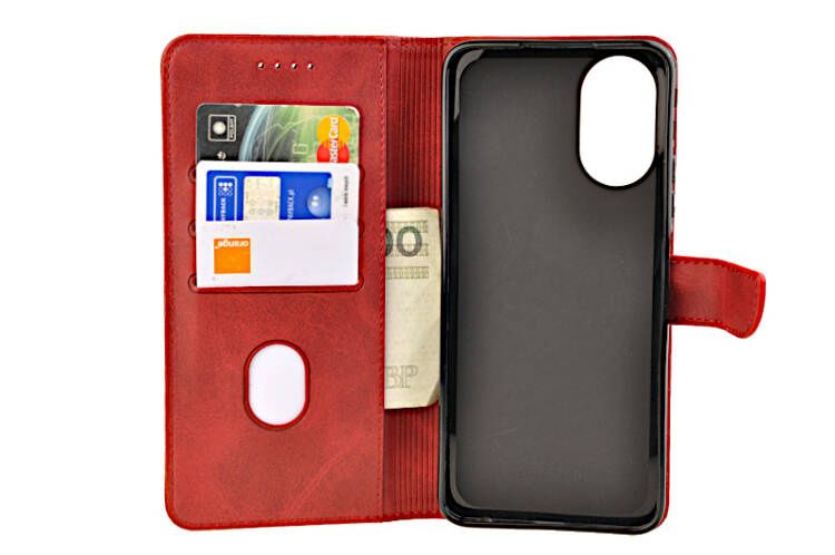 Etui portfel Wallet do Oppo A18 / A38 4G czerwony zdjęcie 3