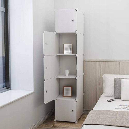 GARDEROBA UBRANIOWA SZAFA MODUŁOWA 5 PÓŁEK REGAŁ SZAFKA SŁUPEK BIAŁA na Arena.pl