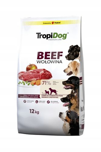 TROPIDOG PREMIUM Adult wołowina z ryżem 12kg beef dla dużych i średnich ras na Arena.pl