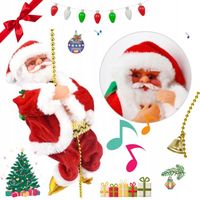 DUŻY MIKOŁAJ OZDOBA WCHODZĄCY PO DRABINIE 100cm + BATERIE