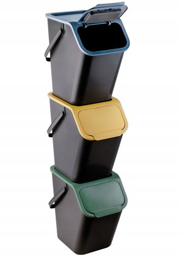 3X KOSZ NA ŚMIECI POJEMNIK DO SEGREGACJI ODPADÓW PAPIER PLASTIK SZKLO 25 L na Arena.pl