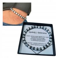 Bransoletka męska ochrona spokój hematyt howlit talizman kamienie naturalne