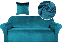 POKROWIEC NA KANAPĘ SOFĘ NAROŻNIK ELASTYCZNY WELUR 235-300 TURKUSOWY
