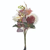 jesienny bukiecik kwiatów z ozdobami wys. 32cm biało-bord