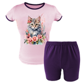 Krótka Piżama dziecięca Kotek