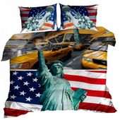Pościel 3D satyna bawełniana 140x200cm STATUA WOLNOŚCI