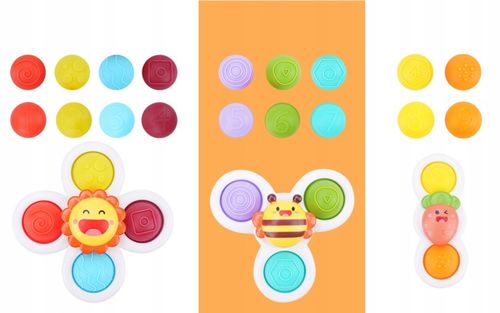 FIDGET SPINNER Z PRZYSSAWKĄ SENSORYCZNĄ KĄPIEL PREZENT GRZECHOTKA 3 SZTUKI na Arena.pl