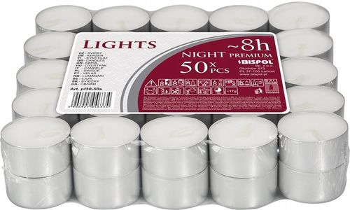 TEALIGHTY BEZZAPACHOWE Podgrzewacze Świeczki Tealight Bispol 8h 50 na Arena.pl