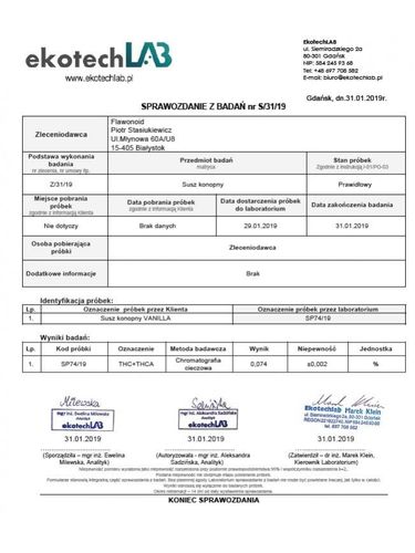 Susz konopny 4,3% CBD 2g Vanilla na Arena.pl