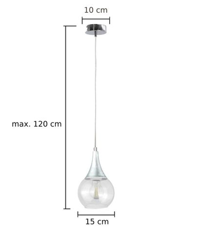 Lampa wisząca 1xE27 LACRIMA CLEAR SILVER na Arena.pl