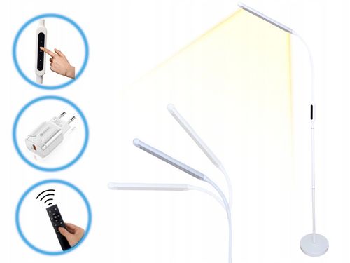 LAMPA LED STOJĄCA PODŁOGOWA BIAŁA LAMPKA BIURKOWA NOCNA USB PILOT na Arena.pl