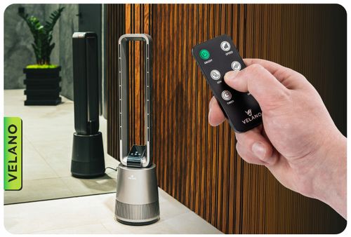 WENTYLATOR BEZŁOPATKOWY PODŁOGOWY OSCYLACJA TIMER WYŚWIETLACZ LCD PILOT na Arena.pl