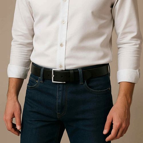 PASEK SKÓRZANY MĘSKI DO SPODNI CASUAL 120 KLASYCZNY CZARNY SKÓRA na Arena.pl