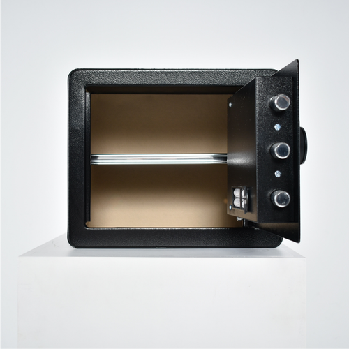 Pancerny Domowy Sejf z Zamkiem Elektronicznym i Kluczem 30x35x30 cm Czarny na Arena.pl