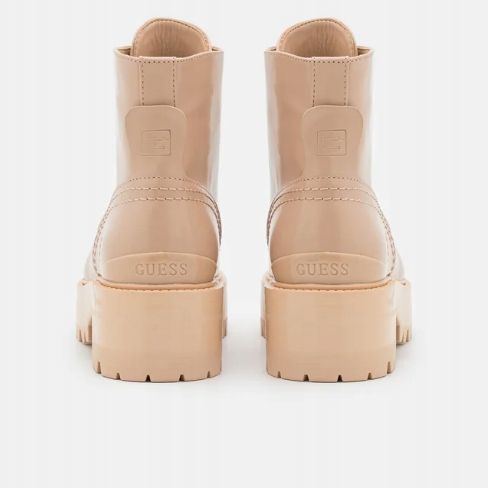 Guess Botki Damskie Workery Folowe Beżowe Sznurowane Na Platformie 38 na Arena.pl