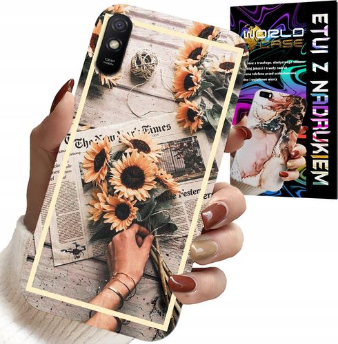 ETUI DO XIAOMI REDMI 9A - KWIATISTY WZÓR SŁONECZNIK SŁONECZNIKI na Arena.pl