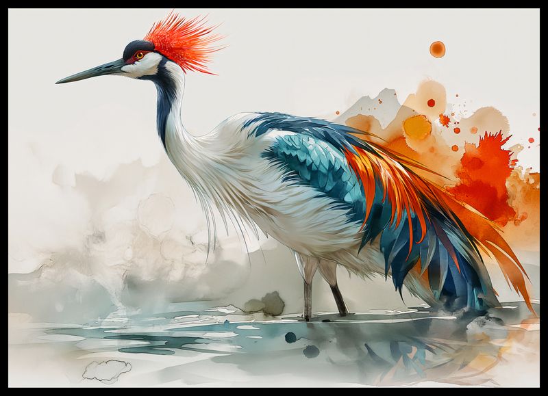 Plakat 70x50cm Żuraw w Akwareli zdjęcie 2