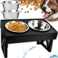 MISKA DLA PSA KOTA PODWÓJNA STOJAK REGULOWANA WYSOKOŚĆ DWIE METALOWE MISKI