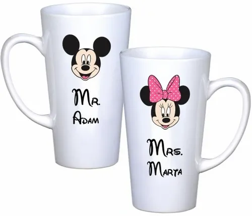 KOMPLET KUBKÓW LATTE DLA PAR PREZENT DUŻE 450ml PREZENT Z NADRUKIEM na Arena.pl