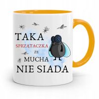 Dla Sprzątaczki Kubek Żółty Na Prezent Urodziny Z Nadrukiem Ze Zdjęciem