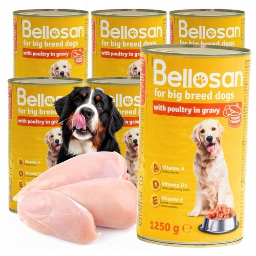 MOKRA KARMA PUSZKA Z KURCZAKIEM W SOSIE DLA PSA DUŻYCH RAS 6x1250G na Arena.pl