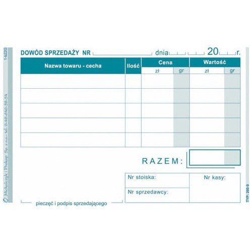 DRUK DOWÓD SPRZEDAŻY A7 TYP 260-9 5906858000467 zdjęcie 2
