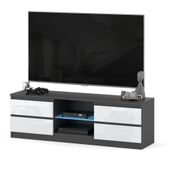 Szafka rtv 4 szuflady stolik pod tv do salonu 138cm szary biały połysk