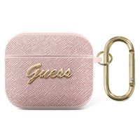 guess gua3sasmp airpods 3 coverróżowy/pink saffiano script metal collection