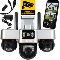 KAMERA WIFI IP 3 OBIEKTYWY 6MP OBROTOWA ZEWNĘTRZNA DETEKCJA SMART HD ZOOM