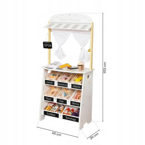 Drewniany stragan market targ dla dzieci 2w1 teatr tablica kasa Kinderlly na Arena.pl