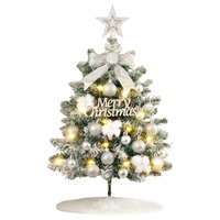 Sztuczna choinka mała 60 cm z lampkami LED i bombkami zestaw na biurko