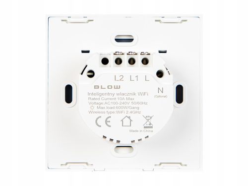 DOTYKOWY WŁĄCZNIK ŚWIATŁA DWUKANAŁOWY SZKLANY LED BIAŁY WiFi Tuya na Arena.pl