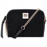 Torebka Listonoszka MONNARI Czarna na Ramię ZAMSZ LOGO