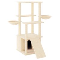 Drapak dla kota z sizalowymi słupkami, kremowy, 133 cm