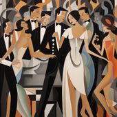 Plakat 20x20cm Bal w Art Deco