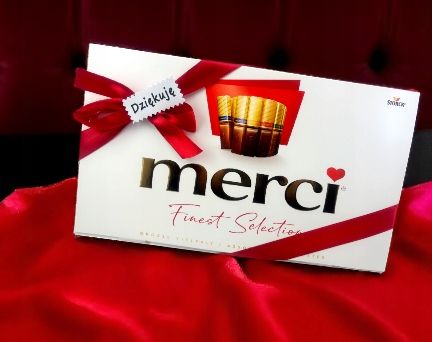 Podziękowanie dziękuje Bombonierka Merci 400g Storck prezent czekoladki na Arena.pl