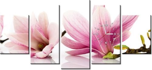 70CM 150CM ZEGAR 5 ELEM RÓŻOWE MAGNOLIE DRUK OBRAZ na Arena.pl