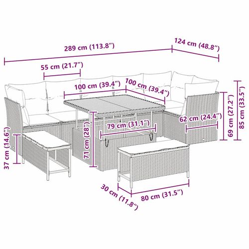 Zestaw Sof na Ogród 9 pcs Czarny i kremowy 100 x 100 x 71 cm na Arena.pl
