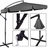 PARASOL OGRODOWY DUŻY 350 cm Z WYSIĘGNIKIEM SKŁADANY SOLIDNY Z FALBANĄ XXL