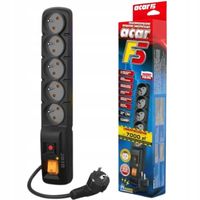 Listwa przeciwprzepięciowa Acar F5 1,5m czarna