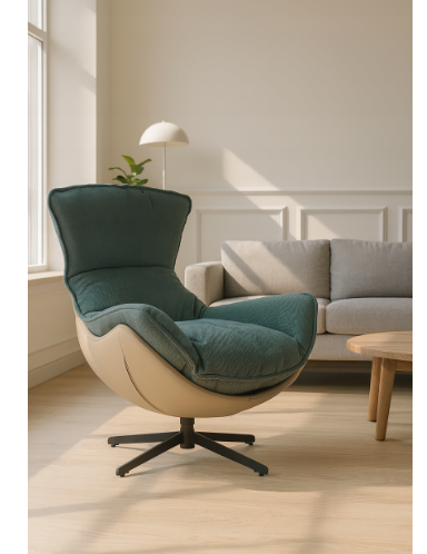 Fotel obrotowy z poduszką JASPER zielony wygodny wypoczynkowy salon na Arena.pl