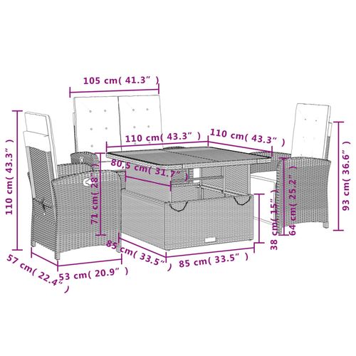4-cz. zestaw mebli do ogrodu, poduszki, szary rattan PE na Arena.pl