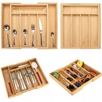 ROZSUWANY ORGANIZER NA SZTUĆCE BAMBUSOWY WKŁAD DO SZUFLADY KUCHENNEJ XXL