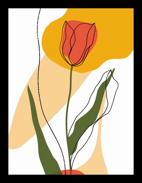 Plakat 15x20cm Przerysowany Tulipan zdjęcie 2
