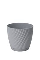 Doniczka okrągła Mika 23 z podstawką | Platyna, Kształt Okrągły, Wymiary 23x20.8 cm, Kolor Platyna, Form-Plastik