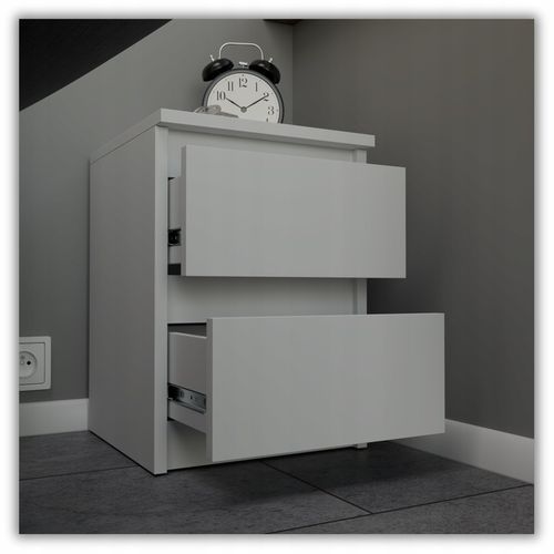 szafka nocna biała loft 30 cm, stolik nocny, nakastlik 2 szuflady na Arena.pl
