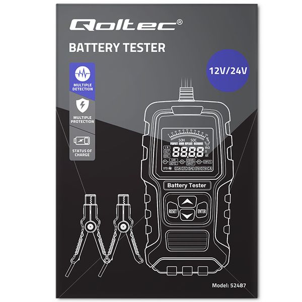 Qoltec Cyfrowy tester akumulatora z wyświetlaczem LCD 12V 24V 3Ah-400Ah zdjęcie 11