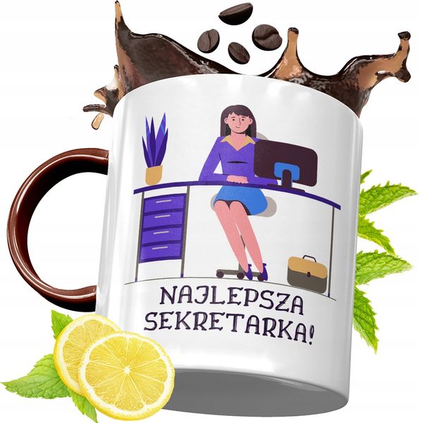 Kubek Bordowy Dla Sekretarki Na Urodziny Prezent Z Nadrukiem Ze Zdjęciem zdjęcie 1