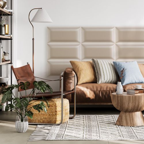 PANELE TAPICEROWANE ŚCIENNE EKO SKÓRA WEZGŁOWIE 3D 80cm x 20cm na Arena.pl